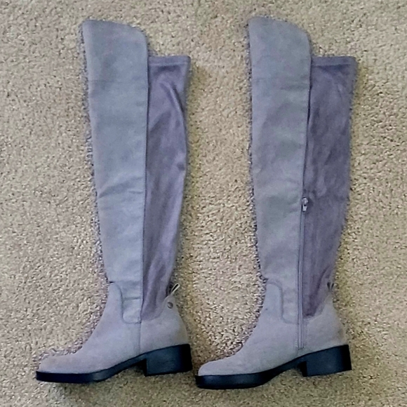 Rocket Dog Pasha Gray Over the Knee Zip Up Block Heel Boots - Picture 3 of 4